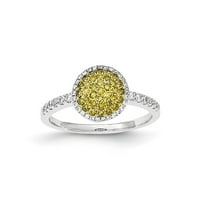 14k bijelo zlato Real Diamond & Pav - žuti pravi dijamantni prsten