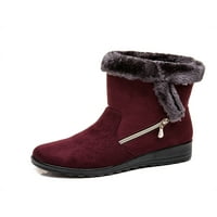 Woobring Ženska udobnost Suede Mid Calf Fau Fur For Warm Winter Sning Boots Crna Veličina 11