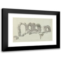Josephus Augustus Knip Crni moderni uokvireni muzej umjetnički print pod nazivom - dio akvadukta u Rimu