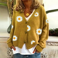 Chill Girls Ženska moda Jesen Zimski povremeni cvjetni ispisani kardiganski džemper sa dugim rukavima