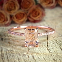 1. Carat breskve ružičasti morgatit i dijamantni zaručnički prsten u zlatu od 10k ruža