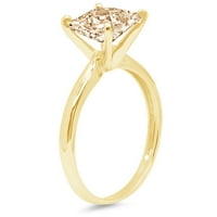 3CT Princess Cut Yellow Moissine 14k Žuto zlatna godišnjica Angažovane prstene veličine 7.25
