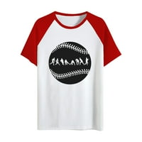 Ženska patchwork Baseball Love Okrugla majica za majicu Dame Dailywear