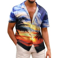 Yunmic majice čišćenje ljeta muškaraca Havajska majica na plaži s kratkim rukavima od ispisana ljetna