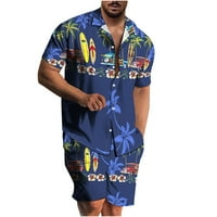 Muški trendovi Elastični struk čipke plivanja odijela Havaji Tropska print pantalona ploča šorc drickdown gumb majica kupaćim odijelima Ljetni kupaći kostimi Hlačevi na plažima Popust plave s