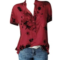 Ženski vrhovi ženske tiskanje džep plus veličina bluza s kratkim rukavima Jednostavna majica na majici
