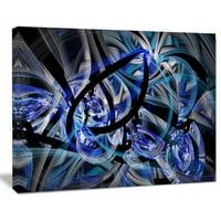 Dizajn Art Simetrična spiralna plava cvjetna grafička umjetnost na omotanu platno
