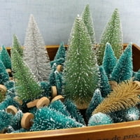 Mini Sisal Snježnog drveća umjetna božićna stabla na drvenim bazama, Xmas mali ukrasi za borove stablu