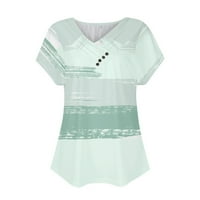 Ženski ljetni vrhovi grafički otisak V-izrez Bluze casual ženske majice kratki rukav mint zeleni l