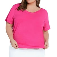 Ležerni čvrsti okrugli vrat kratki ružičasti ružičasti PLUS majice veličine