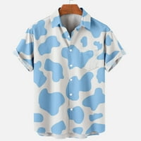 Zermoge Bluzes Majice za muškarce na čišćenju Prodaja Men Ležerne tipke Ispiši s džepom Bluza s kratkim