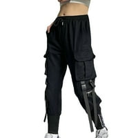 Baycosin ženska modna casual cargo hop jogger punk pantalone s više džepova pantalone hlače
