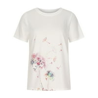 CLlios bluza za žene Ljetni cvjetni tisak kratkih rukava majica casual crew vrat labava majica TOP COMFY