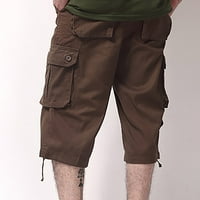 Hwmodou muške teretne hlače od pune boje Loose Capris plus veličina Multi-džepovi Pamučne proljeće Ljeto