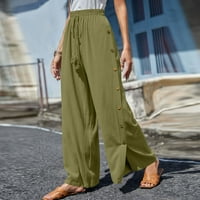 Puntoco ženske hlače, ženske hlače visoke struk pune boje udobne ukrašavanje gumba MINT Green 8