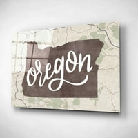 Epic Art 'Oregon Map' by Kyra Brown, akril staklena zida Art, 16 x12