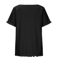 HVYesh pamučne majice za žene Ljeto Ležerne prilike kratkih rukava Tunički tisak Okrugli vrat Majice Prozračne prozračne bluze