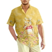 Kufutee muške grafičke majice Pooh kratka rukava, žensko muško ljeto Winnie The Pooh majica casual gumb