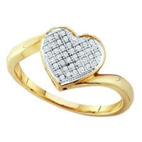 Ženski čvrsti žuto-tonski sterling srebrni okrugli dijamantski prsten CTTW prsten veličine 8