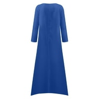 Ženske haljine ispisani scoop vrat maxi maxi casual rukave ljetna haljina plavi xl