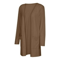 Puntoco Plus Veličina za čišćenje ženske pune boje dugih rukava bluza sa džepom Cardigan Khaki 8