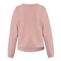 Ženske dukseve Ženske dukseve Solidne boje Dugih rukava Dan zaljubljenih, tiskani džemper Pink XL