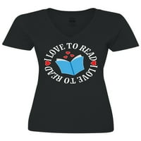 Ljubitelj inktastične knjige Volim čitati ženska majica V-izrez