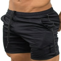 Glonme Striped Ljetne kratke hlače Muški klasični fit Workout Mini pantalone Čvrsta boja elastična struka plaže Crna plava XXL