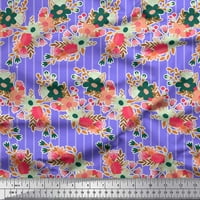 Stripe tkanina Soimoi Velvet, lišće i cvjetna umjetnička ispis tkanina od dvorišta široka