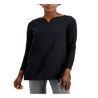 Alfani Womens v-Notch bluza pulover, crna, mala