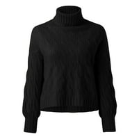Entyinea ženski modni džemperi zimski lagani pleteni pleteni pulover džemperi crne s