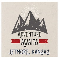 Jetmore Kansas Suuvenir Frižider Magnet Avantura čeka dizajn