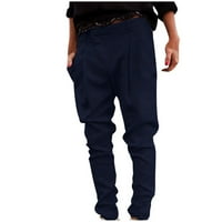 Ženske pantalone plus veličine Ležerne tipke-džepove Solid Color Suit hlače plavi xl