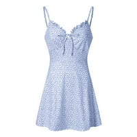 Block haljina A-line sandress mini boja bez rukava maxi ženski print ljetni ženski haljina V izrez labave