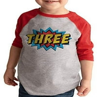 Jeta rođendan odjeće tri superheroj crveni raglan