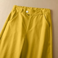 Uorcsa kravata modna široka noga visoka struka elastične čvrste duge ženske hlače žute boje