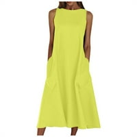 Ljetne haljine za žene bez rukava A-line Dužina modne, modna Dress Crta Dress Yellow S