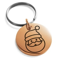 Zlatni nehrđajući čelik Divan santa Claus ugravirani mali medaljon krug šarm privjesak za ključeve