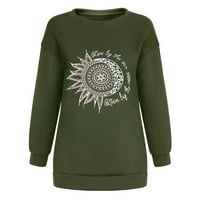 Jsaierl Womens prevelizirani duksevi Crewneck Sunflower grafički gornji dugi rukav ugodan majica labavo pulover dukserica