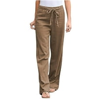 Pantalone za noge žljebova ženske casual pantalone za ljetne posteljine pamučne modne hlače hlače duge
