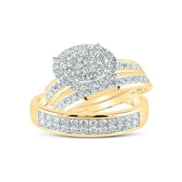 Čvrsta 14k žuto zlato Njegov i njen okrugli dijamantski klaster podudaranje par tri prstena za brisanje prstena za vjenčane vjenčanice 1- ct. -