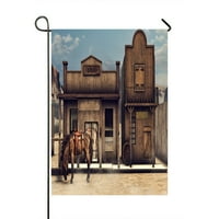 Šareni divlji zapad scenografijom konja prednja banka 3D Početna Na otvorenom Garden Zastava kuće Baner veličine