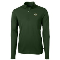 Muški rezač i Buck Green Green Green Bay Packers vrlina Eco Pique Reciklirana četvrt-zip jakna za pulover