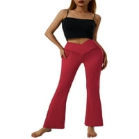 Žene V cross struk gamaše vježbaju joga hlače, tine boje tinte na boji uzorak joge hlače u bojama, s