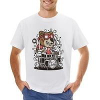 Medvjed bubnjar muške grafičke majice Vintage kratki rukav sportski tee bijeli 5xl