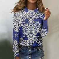 Košulje s dugim rukavima za žene Ležerne prilike moda Retro Print Tops bluze