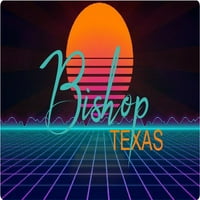 Bishop Texas Vinil Decal Stiker Retro Neon Dizajn