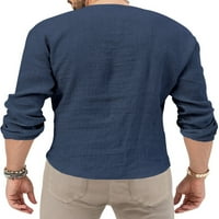 Niveer muškarci T majice Majica sa čvrstim bojama Dugi rukavi Modni pulover V bluza za izrez Navy Blue