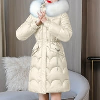 Topli kaputi za žene zimske žene sa kapuljačom sa kapuljačom sa čvrstim srednjim i dugoročnim labavim