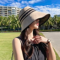 Žene Ljeto Stripe Sun Sun Hat vanjski široki BRIM UV zaštita Sklopivi suncobranski vizir Anti-UV zaštitni